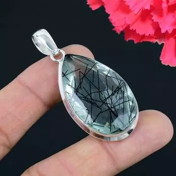 Черный кулон с драгоценным камнем Rutle, твердый кулон из стерлингового серебра 925 пробы, ювелирный подарок для унисекс