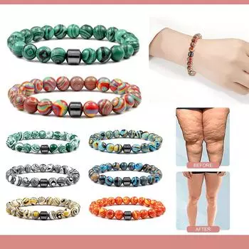 Черный магнитный гематит из натурального камня 8 мм, бусины из малахита, драгоценный камень, браслет-манжета, браслет для йоги синий