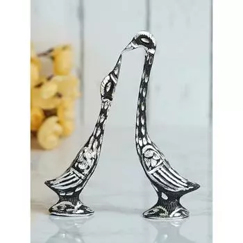 Черный металл Ручной работы Целующиеся лебеди Пара Статуэтки Птицы любви Предметы интерьера - Романтический декор для дома