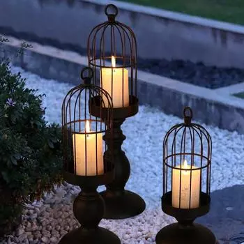 Черный металлический подсвечник, ретро-клетка для птиц, подсвечник, обеденные столы, центральные украшения, поделки, свадебные украшения для дома