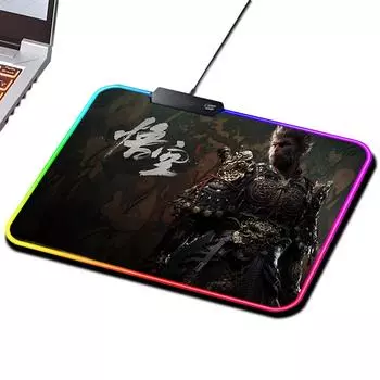 Черный Миф WuKong RGB большой коврик для мыши большой светодиодный компьютерный ноутбук геймерский коврик водонепроницаемый настольный коврик для домашнего офиса игровой работы 300x250x3mm