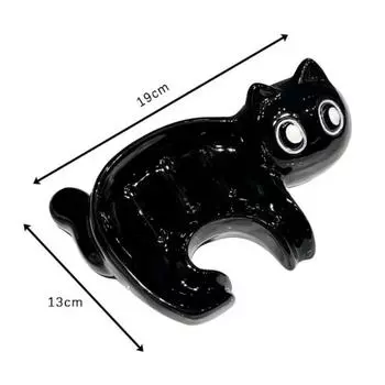 Черный Милый Кот Сливной Контейнер для Мыла Гладкая Керамическая Мыльница Чехол Поднос Аксессуары для Ванной Комнаты Компактная Мыльница