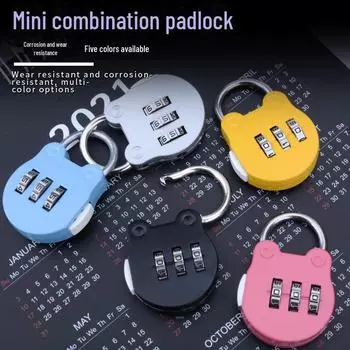 Черный мини-мультяшный парольный замок для чемоданов и пеналов серебряный