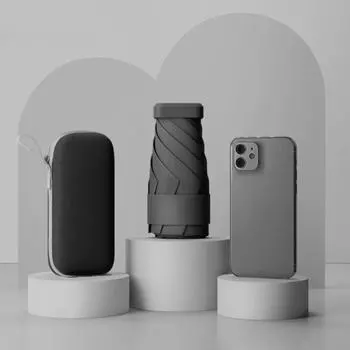 Черный мини-зонт-капсула, солнечный и дождливый, двойного назначения, защита от дождя и солнца, переносной зонт для путешествий и отдыха на открытом воздухе