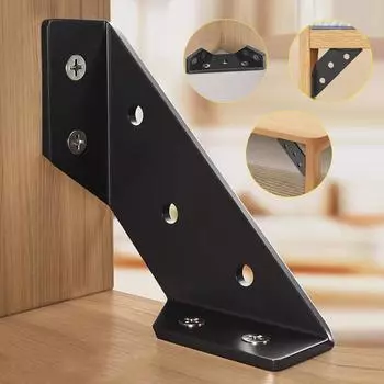 Черный многофункциональный угловой кронштейн для мебели из холоднокатаной стали, треугольный стабилизатор для различных мест мебели