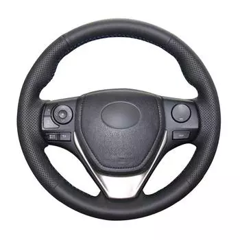 Черный мягкий автомобильный чехол на руль из искусственной кожи для Toyota RAV4 Corolla Auris 2012-2019 Isis 2012-2017 Scion iM 2015-2016 чёрный