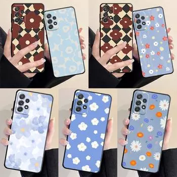 Черный мягкий чехол-бампер для Samsung Galaxy A33 A52 A13 A71 A31 A51 A32 A22 A72 A21s A23 A53 A14 A52s с милым цветочным чехлом Samsung A11