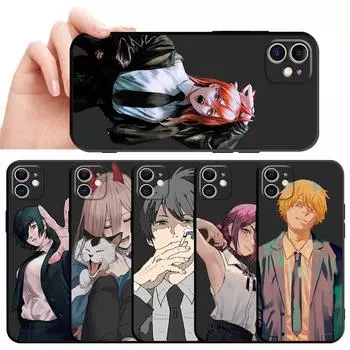 Черный мягкий чехол для Iphone Xr 12 Mini 11 13 Pro 8 Plus 7 6s 14 Pro Max Se Xs X 14 противоударный чехол с изображением человека-бензопилы в стиле аниме iPhone XR