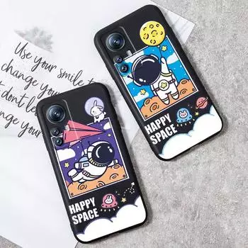 Черный мягкий чехол для телефона с рисунком космонавта и милым комиксом для Xiaomi Mi 13T 13 12T 12 11T 11i 11 A3 10T 10 9 Pro Lite Ultra 5G Mi 12 Pro