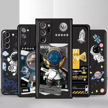 Черный мягкий чехол для телефона Samsung Galaxy S22 S21 S20 Ultra FE S9 S8 S10 Plus Note 20 10 9 Fundas Cover Luxury Trend Astronaut Samsung Note 9