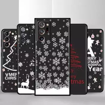 Черный мягкий чехол для телефона Samsung Galaxy S22 S21 S20 Ultra FE S9 S8 S10 Plus Note 20 10 9 Fundas Cover Счастливого Рождества зимой Samsung Note 9
