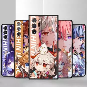 Черный мягкий чехол для телефона Samsung Galaxy S22 S21 S20 Ultra FE S9 S8 S10 Plus Note 20 10 9 Fundas Cover Genshin Impact Game Samsung Note 9