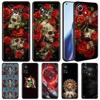 Черный мягкий чехол для Xiaomi Mi Poco X3 NFC 10T Pro 11 11T Note 10 Lite 9T M3 F3 A2 F1, чехол из ТПУ для мобильного телефона, розовый скелет, череп Mi Poco F3
