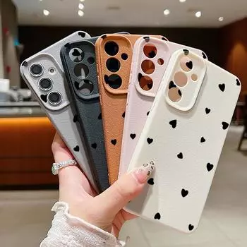 Черный мягкий силиконовый чехол Love Hearts для Samsung S25 S24 S22 Ultra Plus S23 S21 S20 Fe A55 A54 A53 A35 A34 A15 A16 однотонный ударопрочный тонкий чехол Samsung S24 FE чёрный