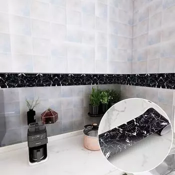 Черный мраморный плинтус, угловая наклейка на стену, ванная комната, кухня, офис, стекло, линия талии, домашний декор, водонепроницаемые волноводные обои YX005