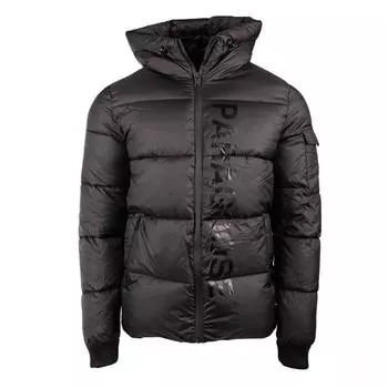 Черный мужской пуховик на молнии из двух материалов PARAGOOSE