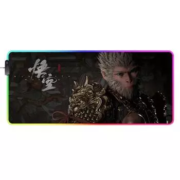 Черный Myth WuKong RGB Cool Mousepad Большой LED Компьютерный Ноутбук Геймерский Коврик Нескользящий 300x250x3mm