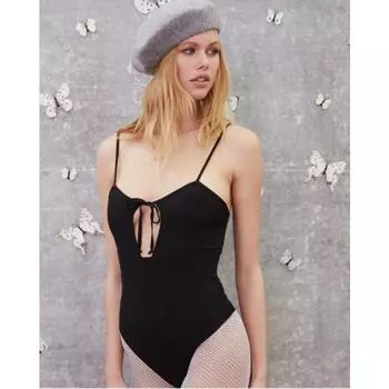 Черный нагрудный ремень, сексуальный бикини, сплошной цвет, цельный купальник S чёрный