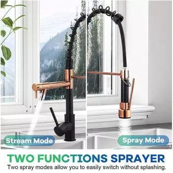 Черный Нержавеющая Сталь Золотой Пружинный Выдвижной Кухонный/Ванный Смеситель Монтаж на Палубу Поворот на 360 Градусов Аэратор Насадка-Распылитель