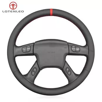 Черный Нескользящий мягкий автомобильный чехол на руль из искусственной кожи с оплеткой для Chevrolet Silverado GMC Sierra Cadillac Escalade 2003-2007 чёрный