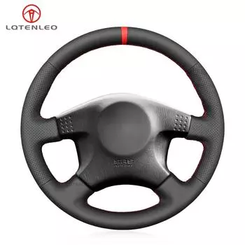 Черный Нескользящий мягкий автомобильный чехол на руль из искусственной кожи с оплетками для Nissan Skyline ECR33 R33 GTR GT-R 1995-1998 200 SX 1998-2001 чёрный