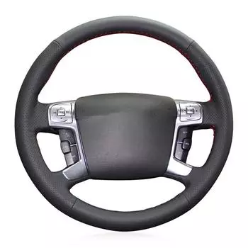 Черный Нескользящий мягкий чехол из искусственной кожи на руль автомобиля для Ford Mondeo 2007-2014 Galaxy 2006-2015 S-Max 2006-2014 чёрный