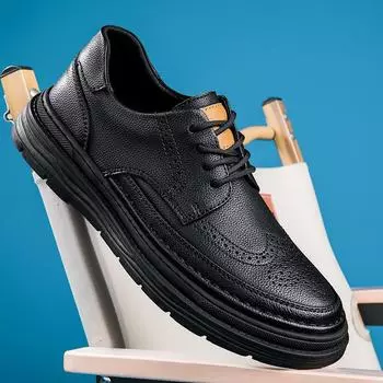 Черный Новый Дизайн Мужские Оксфорды Обувь Броги Повседневная Обувь Мужская Натуральная Кожа Обувь Рабочие Ботинки Бизнес Повседневные Кроссовки Высокого Качества 38