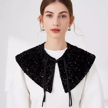 Черный Новый китайский женский плащ с пайетками солнцезащитный с юбкой ложный воротник чёрный