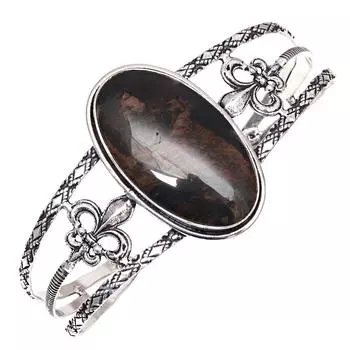 Черный обседиан драгоценный камень браслеты-манжеты ручной работы 7 регулируемые