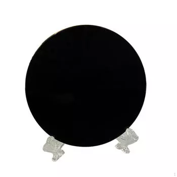 Черный обсидиановый диск, круглая плоская подставка, круглая тарелка, карманное зеркало, декор 6cm