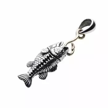 Черный окунь удочка и леска кулон серебряный p0730 [Cenote] [925 аксессуары]