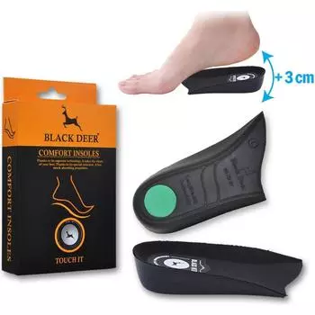 Черный олень 3 см Уход за ногами Стелька для увеличения роста Дышащий унисекс Полные полустельки Вставка для пятки Спортивная обувь Подушка для обуви 1 пара Женщины Мужчины Черный