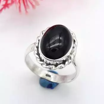 Черный оникс Драгоценный камень Твердые стерлингового серебра 925 пробы Ювелирные изделия ручной работы Кольцо Рождественская распродажа 6 серебряный