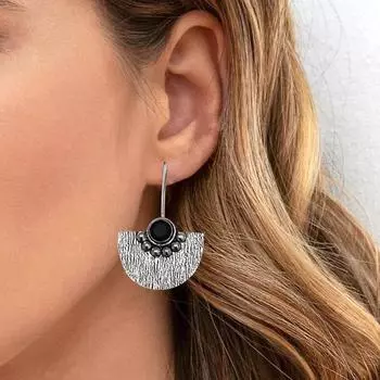 Черный оникс драгоценный камень женский подарок для нее серебряные ювелирные изделия серьги 1.5