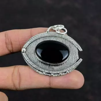 Черный оникс кулон натуральный драгоценный камень ювелирные изделия уникальный кулон 925 стерлингового серебра кулон заявление ювелирные изделия кулон ручной работы подарки для друга