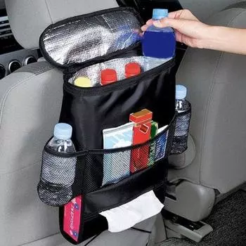 Черный органайзер для сохранения тепла на спинке автомобильного сиденья, дорожная сумка для хранения с несколькими карманами чёрный