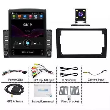 Черный Откройте для себя мощь Android Double Din Car Stereo Entertainment с 12 светодиодами заднего вида Android 13