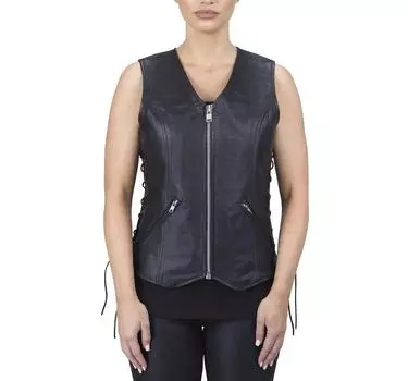 Черный Пальто Классический Женский Жилет Кожа Ягненка Куртка Вестерн Пуговицах Жилет XS чёрный