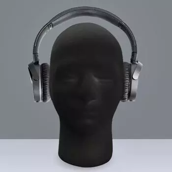 Черный парик из пены, высокий мужской манекен, шиньоны, держатель для дисплея, шляпы, солнцезащитные очки, подставка для наушников, головные уборы, косметика, модель, опора для головы чёрный