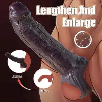 Черный пенис рукав увеличение рукав для члена секс-игрушки для мужчин удлинитель силиконовый член рукав искусственный пенис увеличить утолщенный презерватив S