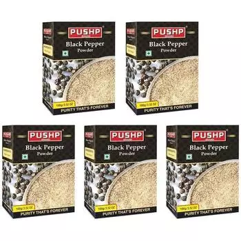 Черный перец молотый марки Pushp (100г) (Пакет из 5)