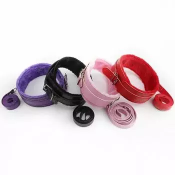 Черный плюшевый кожаный ошейник для женщин, поводок для секса с собакой, рабом, инструментом, ошейник