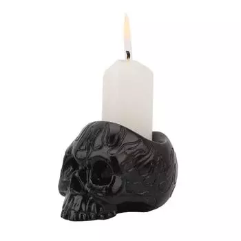 Черный подсвечник в виде черепа, подсвечник в виде скелета из смолы, украшения для званого ужина, вечеринки, Хэллоуина, Рождества, бара, украшения
