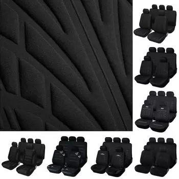 Черный Полный комплект чехлов для автомобильных сидений, различные стили, защитные чехлы для автомобильных сидений, чехлы на передние и задние сиденья, подходят для большинства автомобильных сидений