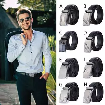 Черный повседневный кожаный ремень Мужской ремень с автоматической пряжкой Повседневная молодежная мода чёрный