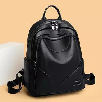 Черный простой и атмосферный женский рюкзак большой вместимости, высококачественная сумка, модный и универсальный повседневный рюкзак