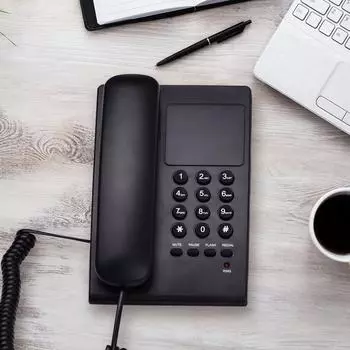 Черный проводной телефон Настольный стационарный телефон Настенный телефон Поддержка звонка/телефонной трубки чёрный