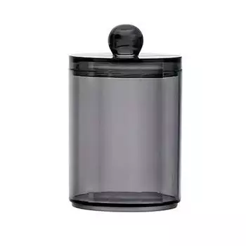 Черный прозрачный контейнер для хранения ватных палочек и средств для снятия макияжа - маленький круглый пластик PS single pack чёрный