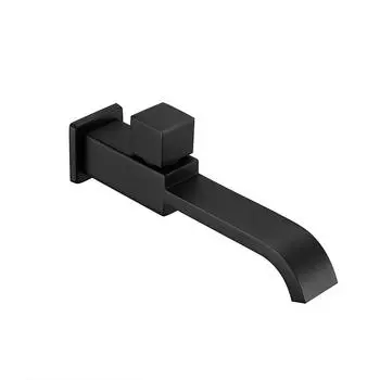 Черный прямоугольный латунный настенный смеситель для раковины, мойки, кухни, с одной ручкой и одним отверстием