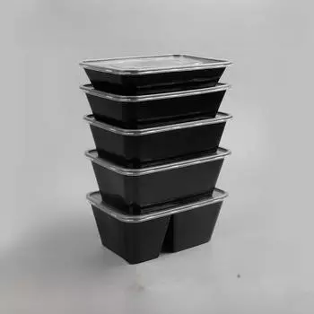 Черный прямоугольный одноразовый ланч-бокс с прозрачной крышкой - Бесплатная доставка 50 Sets
